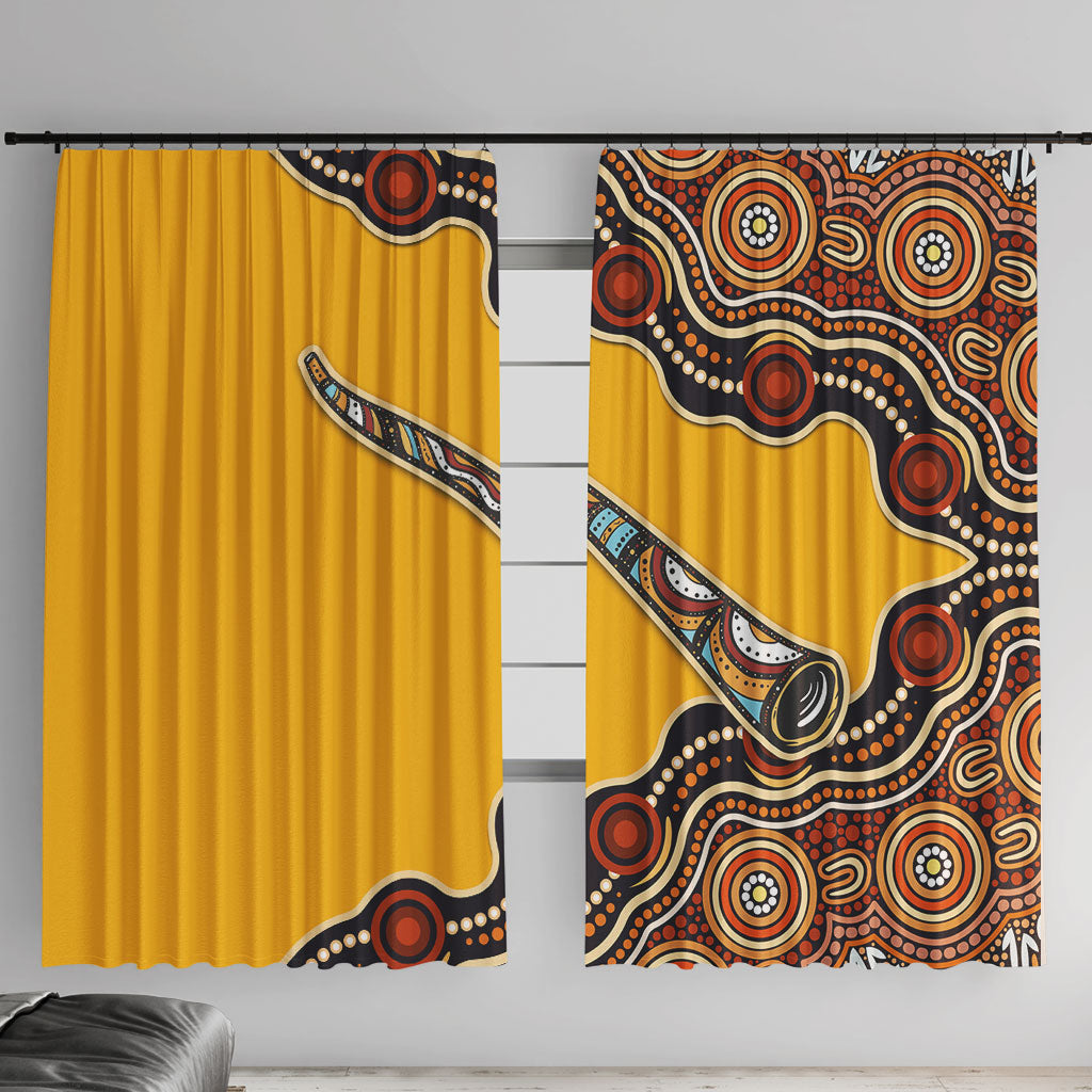 Didgeridoo Window Curtain Aboriginal Dot Painting Indigenous Traditional Instrument