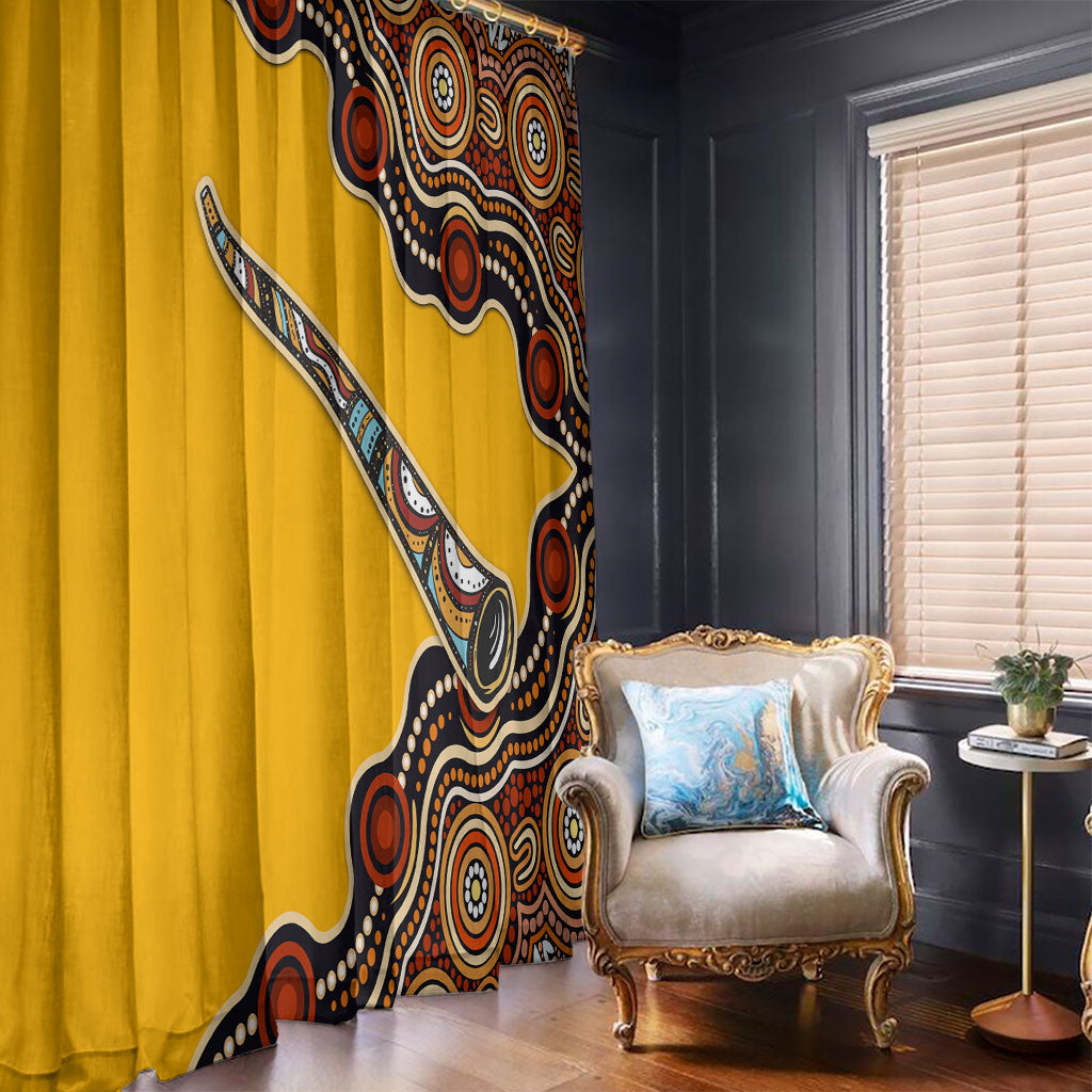 Didgeridoo Window Curtain Aboriginal Dot Painting Indigenous Traditional Instrument