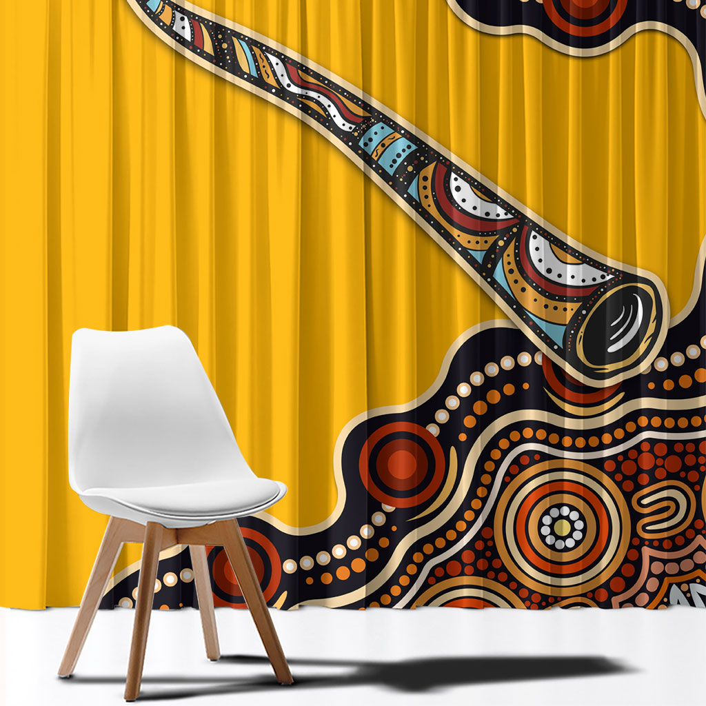Didgeridoo Window Curtain Aboriginal Dot Painting Indigenous Traditional Instrument