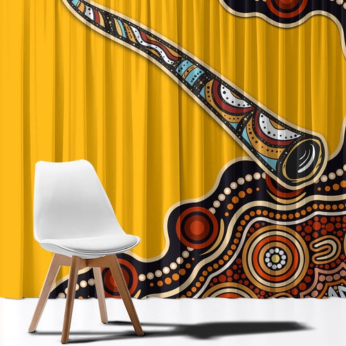 Didgeridoo Window Curtain Aboriginal Dot Painting Indigenous Traditional Instrument