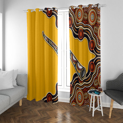 Didgeridoo Window Curtain Aboriginal Dot Painting Indigenous Traditional Instrument