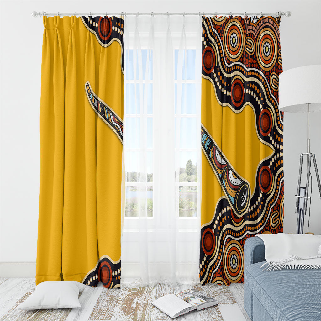 Didgeridoo Window Curtain Aboriginal Dot Painting Indigenous Traditional Instrument