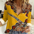 Didgeridoo Women Casual Shirt Aboriginal Dot Painting Indigenous Traditional Instrument