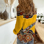 Didgeridoo Women Casual Shirt Aboriginal Dot Painting Indigenous Traditional Instrument