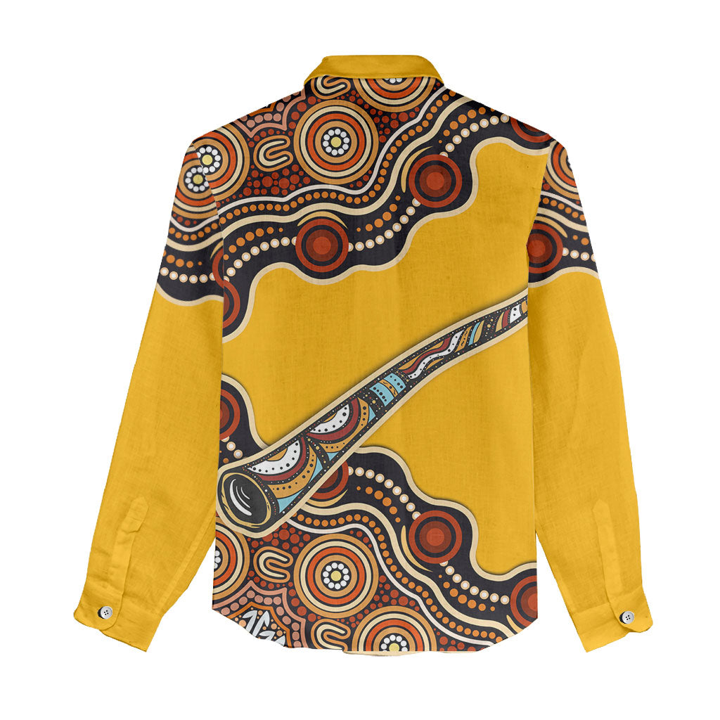 Didgeridoo Women Casual Shirt Aboriginal Dot Painting Indigenous Traditional Instrument