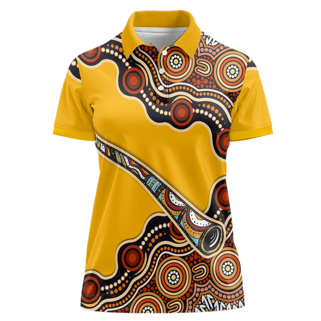 Didgeridoo Women Polo Shirt Aboriginal Dot Painting Indigenous Traditional Instrument