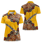 Didgeridoo Women Polo Shirt Aboriginal Dot Painting Indigenous Traditional Instrument