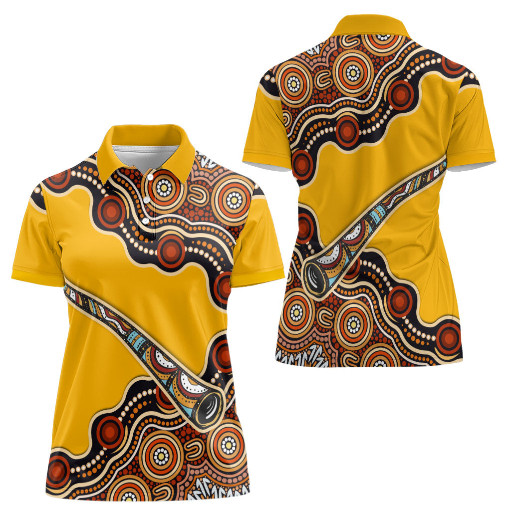 Didgeridoo Women Polo Shirt Aboriginal Dot Painting Indigenous Traditional Instrument
