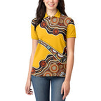 Didgeridoo Women Polo Shirt Aboriginal Dot Painting Indigenous Traditional Instrument