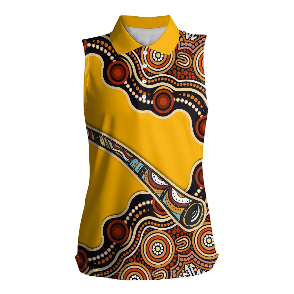 Didgeridoo Women Sleeveless Polo Shirt Aboriginal Dot Painting Indigenous Traditional Instrument