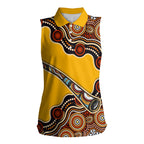 Didgeridoo Women Sleeveless Polo Shirt Aboriginal Dot Painting Indigenous Traditional Instrument