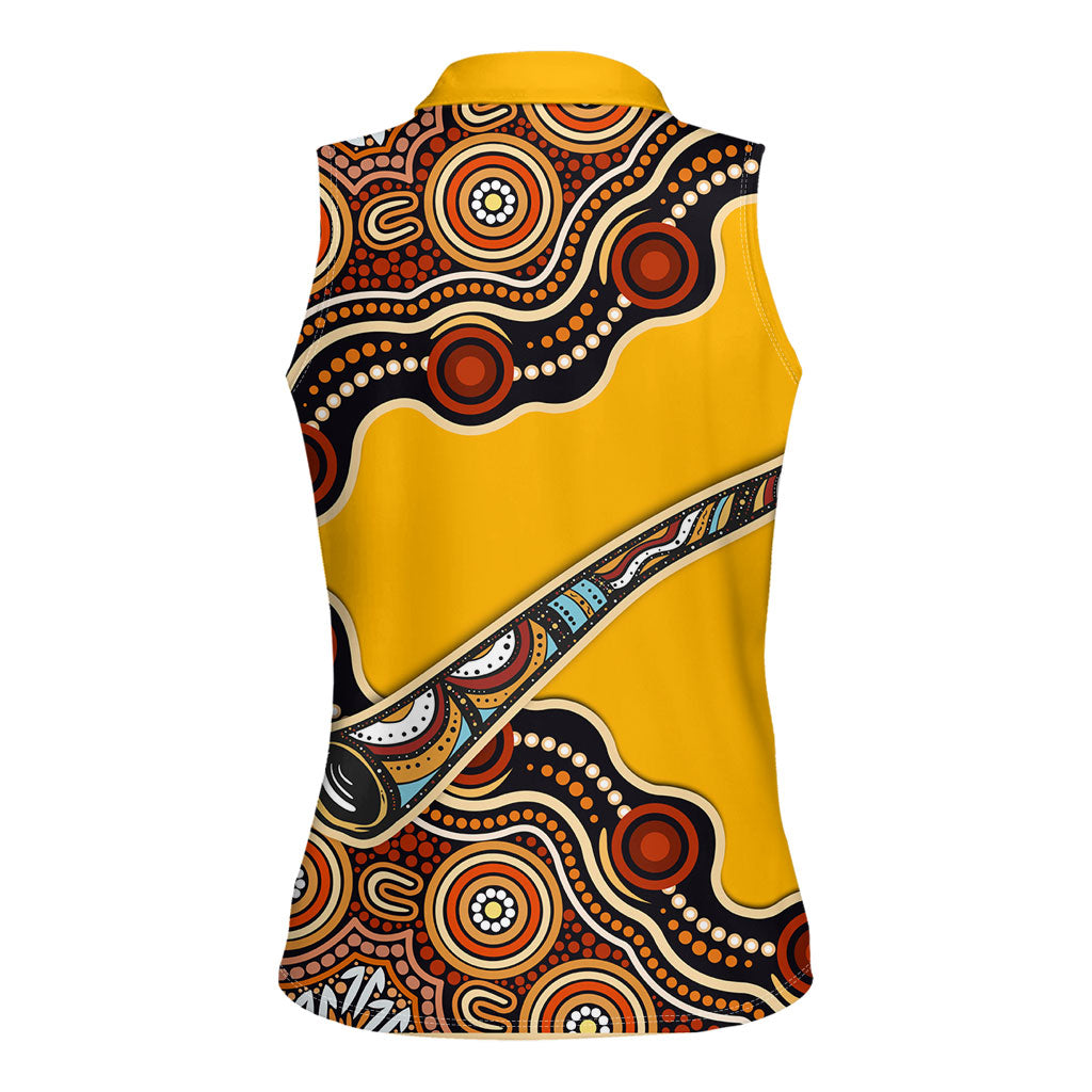 Didgeridoo Women Sleeveless Polo Shirt Aboriginal Dot Painting Indigenous Traditional Instrument
