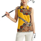 Didgeridoo Women Sleeveless Polo Shirt Aboriginal Dot Painting Indigenous Traditional Instrument