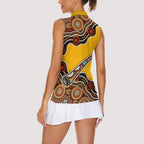 Didgeridoo Women Sleeveless Polo Shirt Aboriginal Dot Painting Indigenous Traditional Instrument