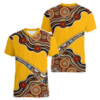 Didgeridoo Women V-Neck T-Shirt Aboriginal Dot Painting Indigenous Traditional Instrument