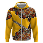 Didgeridoo Zip Hoodie Aboriginal Dot Painting Indigenous Traditional Instrument