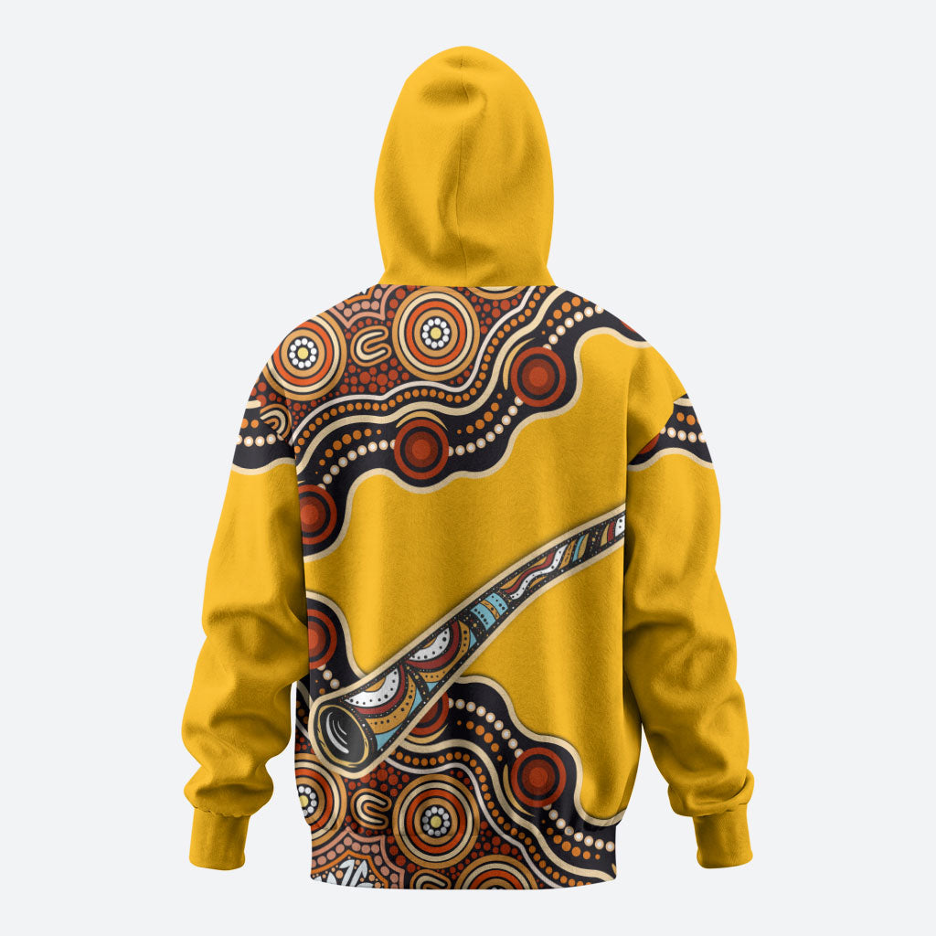 Didgeridoo Zip Hoodie Aboriginal Dot Painting Indigenous Traditional Instrument