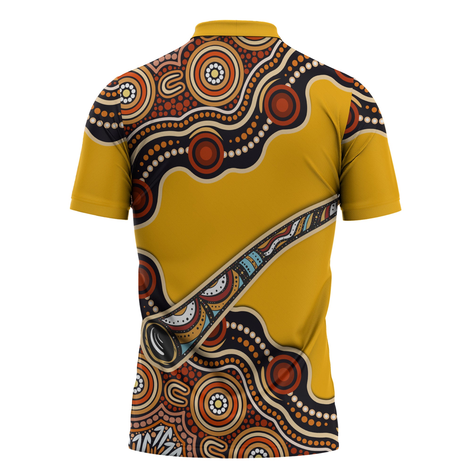 Didgeridoo Zipper Polo Shirt Aboriginal Dot Painting Indigenous Traditional Instrument