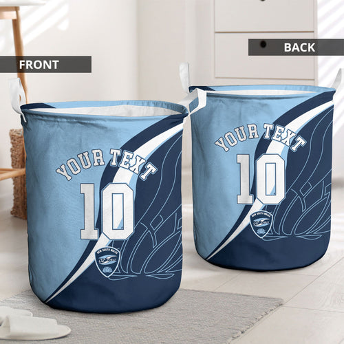 Personalized New South Wales Oztag Laundry Basket Abstract Wave Line Art