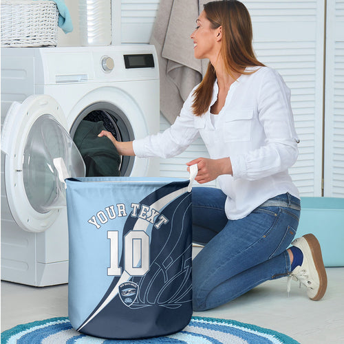 Personalized New South Wales Oztag Laundry Basket Abstract Wave Line Art
