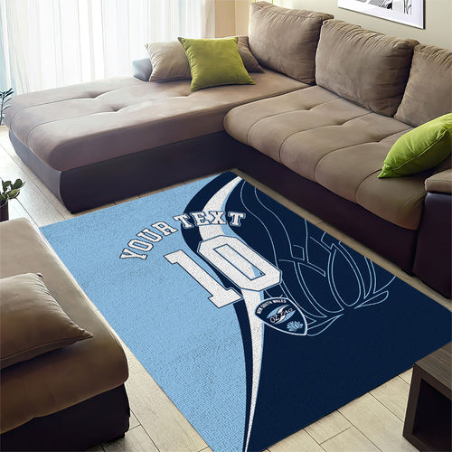 Personalized New South Wales Oztag Area Rug Abstract Wave Line Art