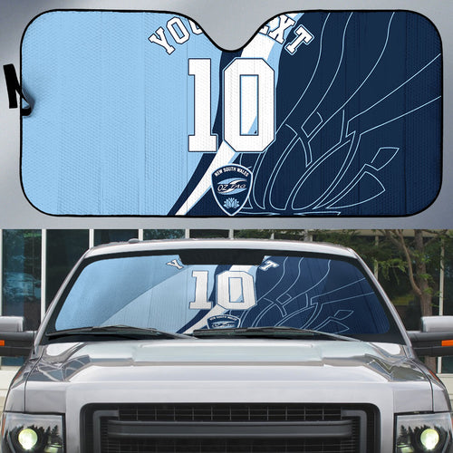 Personalized New South Wales Oztag Auto Sun Shade Abstract Wave Line Art