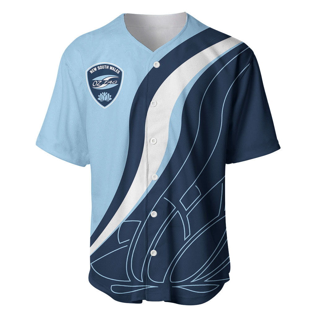 Personalized New South Wales Oztag Baseball Jersey Abstract Wave Line Art