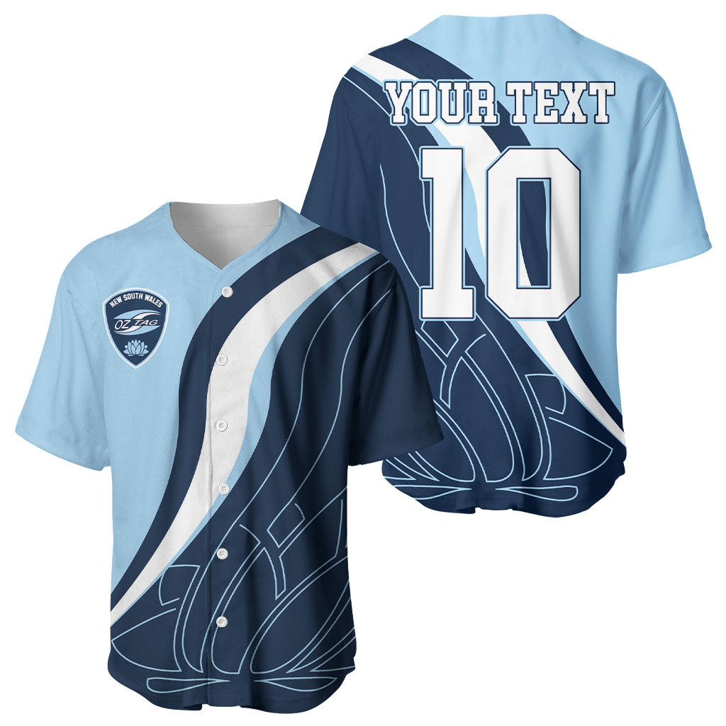 Personalized New South Wales Oztag Baseball Jersey Abstract Wave Line Art