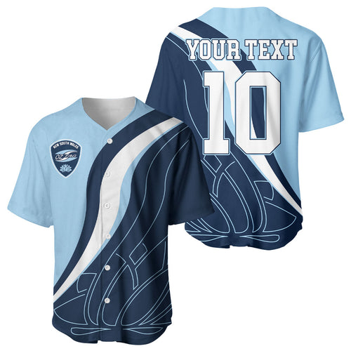 Personalized New South Wales Oztag Baseball Jersey Abstract Wave Line Art