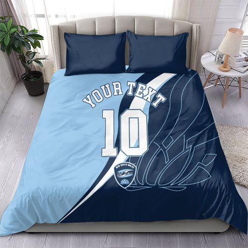 Personalized New South Wales Oztag Bedding Set Abstract Wave Line Art