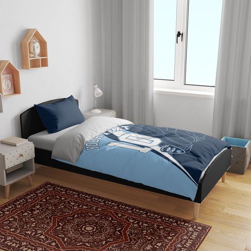 Personalized New South Wales Oztag Bedding Set Abstract Wave Line Art