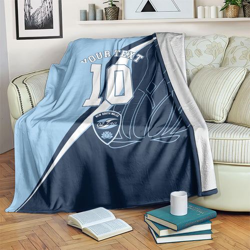 Personalized New South Wales Oztag Blanket Abstract Wave Line Art