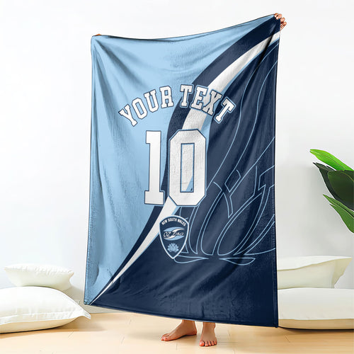 Personalized New South Wales Oztag Blanket Abstract Wave Line Art