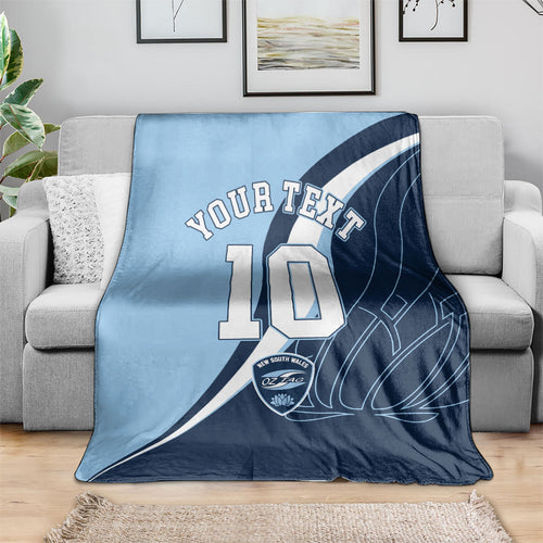 Personalized New South Wales Oztag Blanket Abstract Wave Line Art