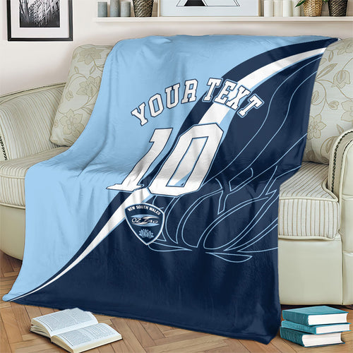 Personalized New South Wales Oztag Blanket Abstract Wave Line Art