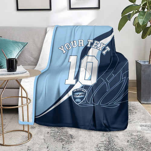 Personalized New South Wales Oztag Blanket Abstract Wave Line Art