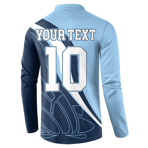 Personalized New South Wales Oztag Button Sweatshirt Abstract Wave Line Art