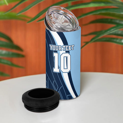 Personalized New South Wales Oztag 4 in 1 Can Cooler Tumbler Abstract Wave Line Art