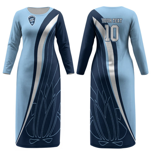 Personalized New South Wales Oztag Couples Matching Long Sleeve Bodycon Dress and Long Sleeve Button Shirt Abstract Wave Line Art
