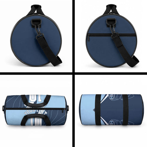 Personalized New South Wales Oztag Duffle Bag Abstract Wave Line Art