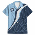 Personalized New South Wales Oztag Hawaiian Shirt Abstract Wave Line Art