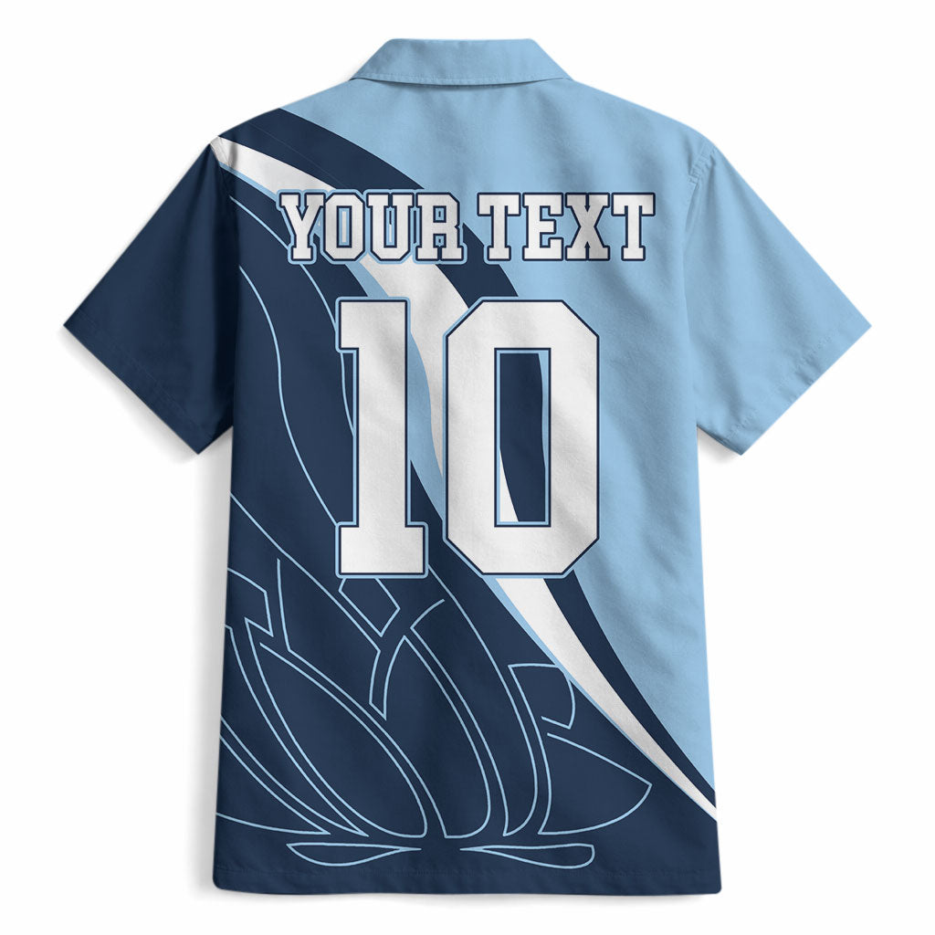 Personalized New South Wales Oztag Hawaiian Shirt Abstract Wave Line Art
