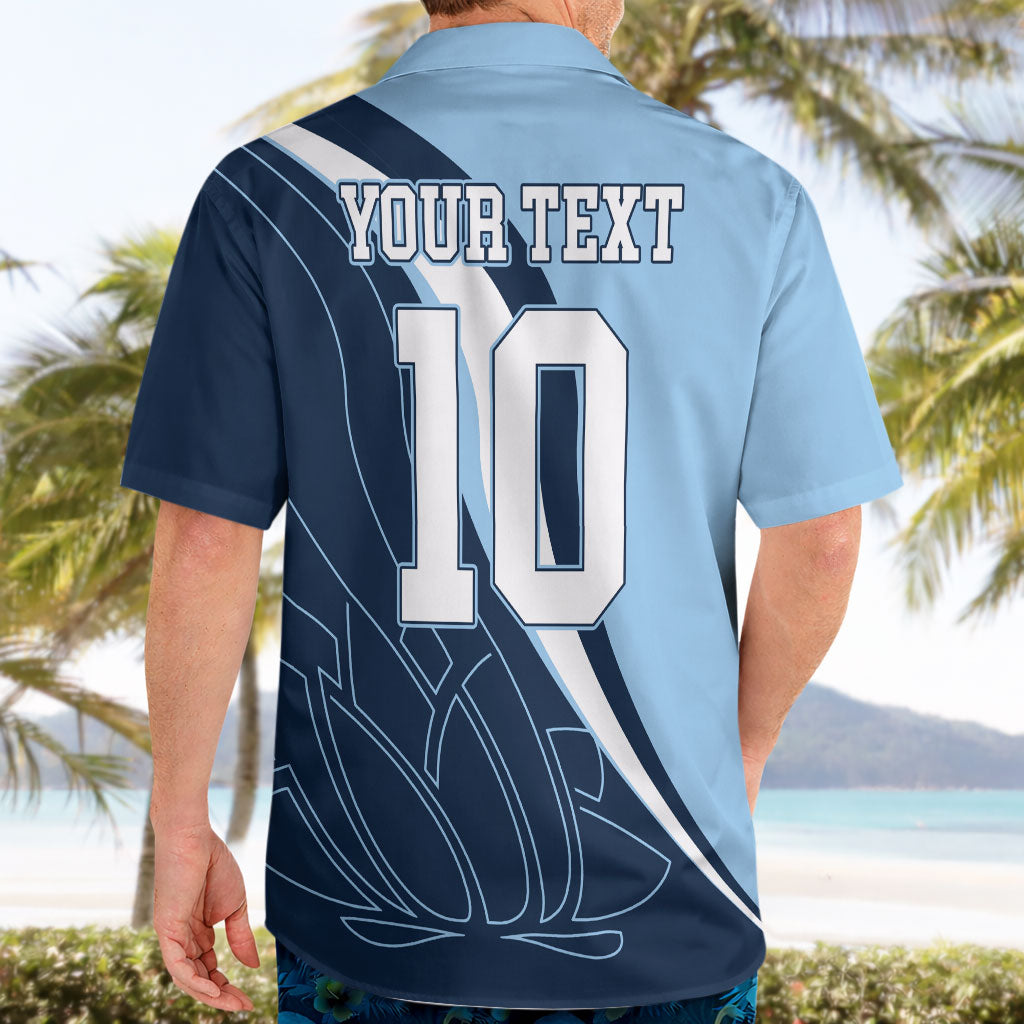 Personalized New South Wales Oztag Hawaiian Shirt Abstract Wave Line Art