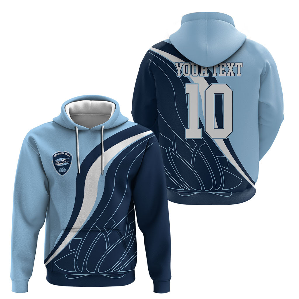 Personalized New South Wales Oztag Hoodie Abstract Wave Line Art