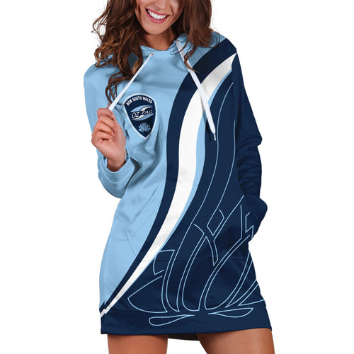 Personalized New South Wales Oztag Hoodie Dress Abstract Wave Line Art