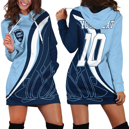 Personalized New South Wales Oztag Hoodie Dress Abstract Wave Line Art