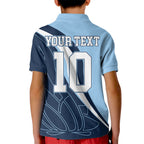 Personalized New South Wales Oztag Kid Polo Shirt Abstract Wave Line Art