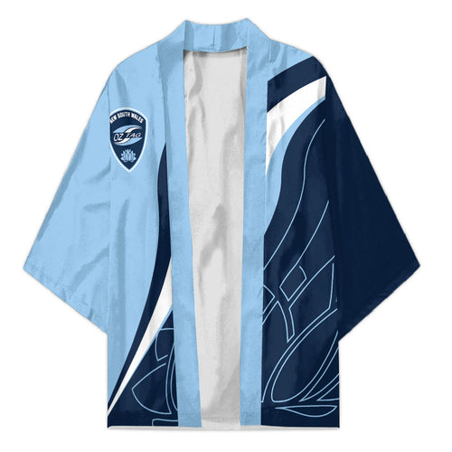 Personalized New South Wales Oztag Kimono Abstract Wave Line Art
