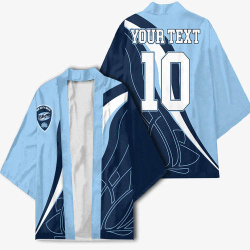 Personalized New South Wales Oztag Kimono Abstract Wave Line Art
