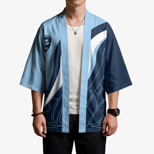 Personalized New South Wales Oztag Kimono Abstract Wave Line Art